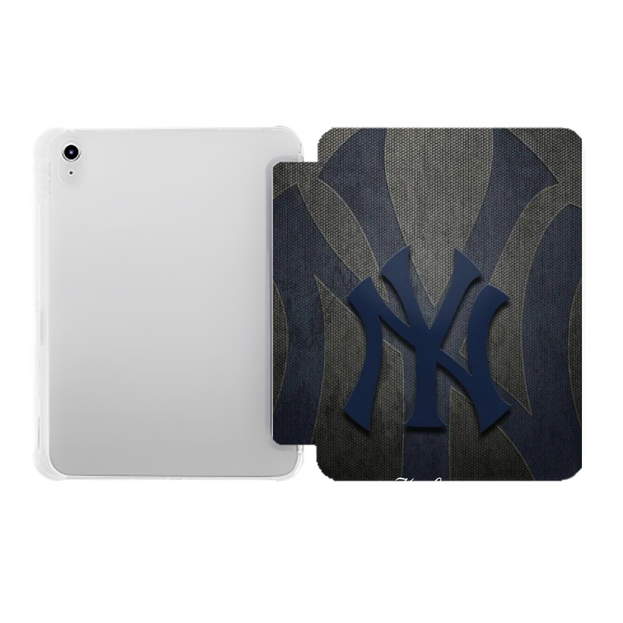 New York Yankees 153 Premium Tri-Fold PU Leather & Silicone IPad Case With Pencil Slot – Fits 9.5,10.5,10.9 – Adjustable Stand, Slim, Protective